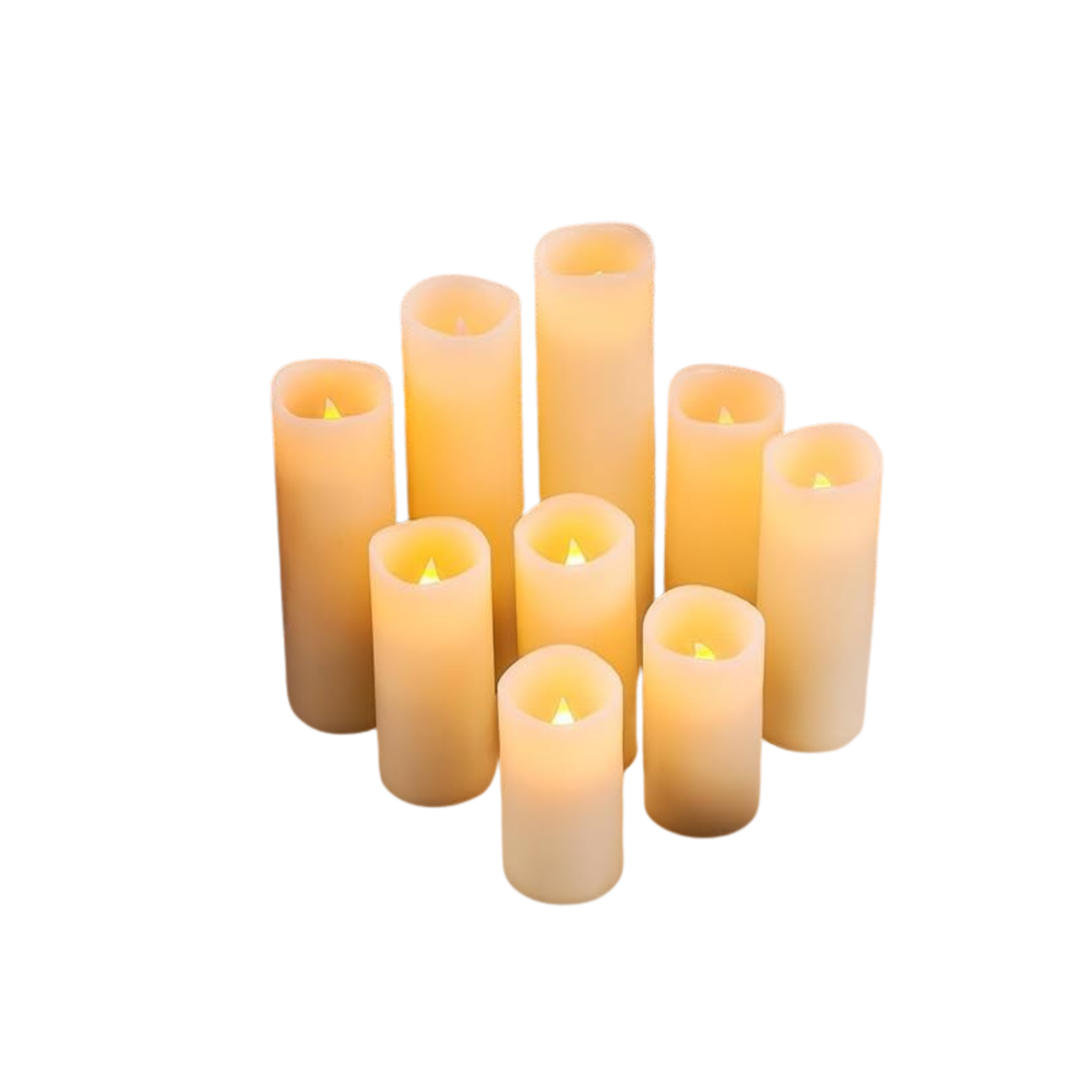 CANDELE DI CERA CON LUCE A LED - 9 PEZZI